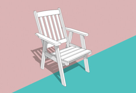 Model 3D: cadira de fusta